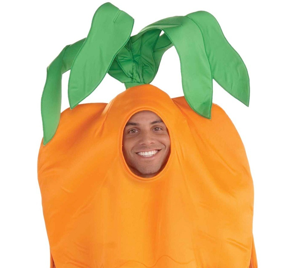 Men's Adult Carrot Costume Orange Vegetables and Food Outfits for Halloween Cosplay Funny Dres Up Set