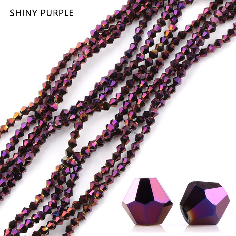 Belagt farve 4mm 100 stk/pakke flerfarvet bicone krystal løse perler glasperler til beklædningsfremstilling: Skinnende lilla
