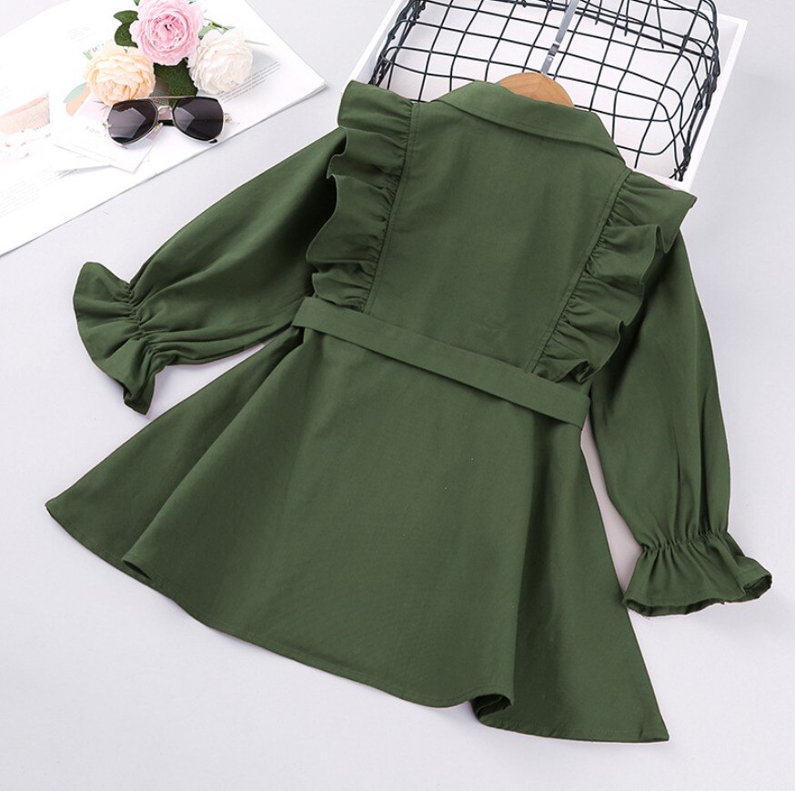 frühling Mäntel Für Mädchen freundlicher Kleidung Herbst Lange ärmeln freundlicher Weiche Einfarbig Kleidung Kleid Mädchen Overall