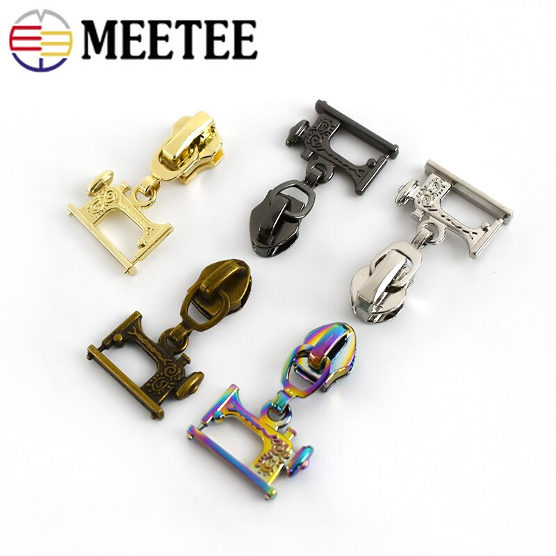 Meetee 10pcs 3# 5# Zipper Sliders for Metal Nylon Resin Zips Garment Repair Zip Head DIY Jacket Sew Zippers Slider Puller Kits