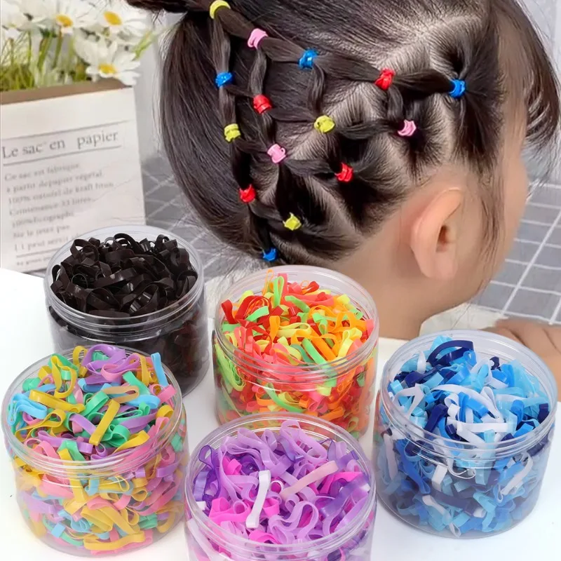 500 unids/caja de bandas de goma desechables gruesas de alta elasticidad, soporte para coleta para niñas, lazos para el cabello, banda para el cabello colorida, accesorios para el cabello