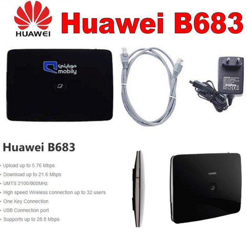 Billig huawei  b683 3g sim trådløs terminal /3g trådløs router 850/900/1800/1900 mhz sort