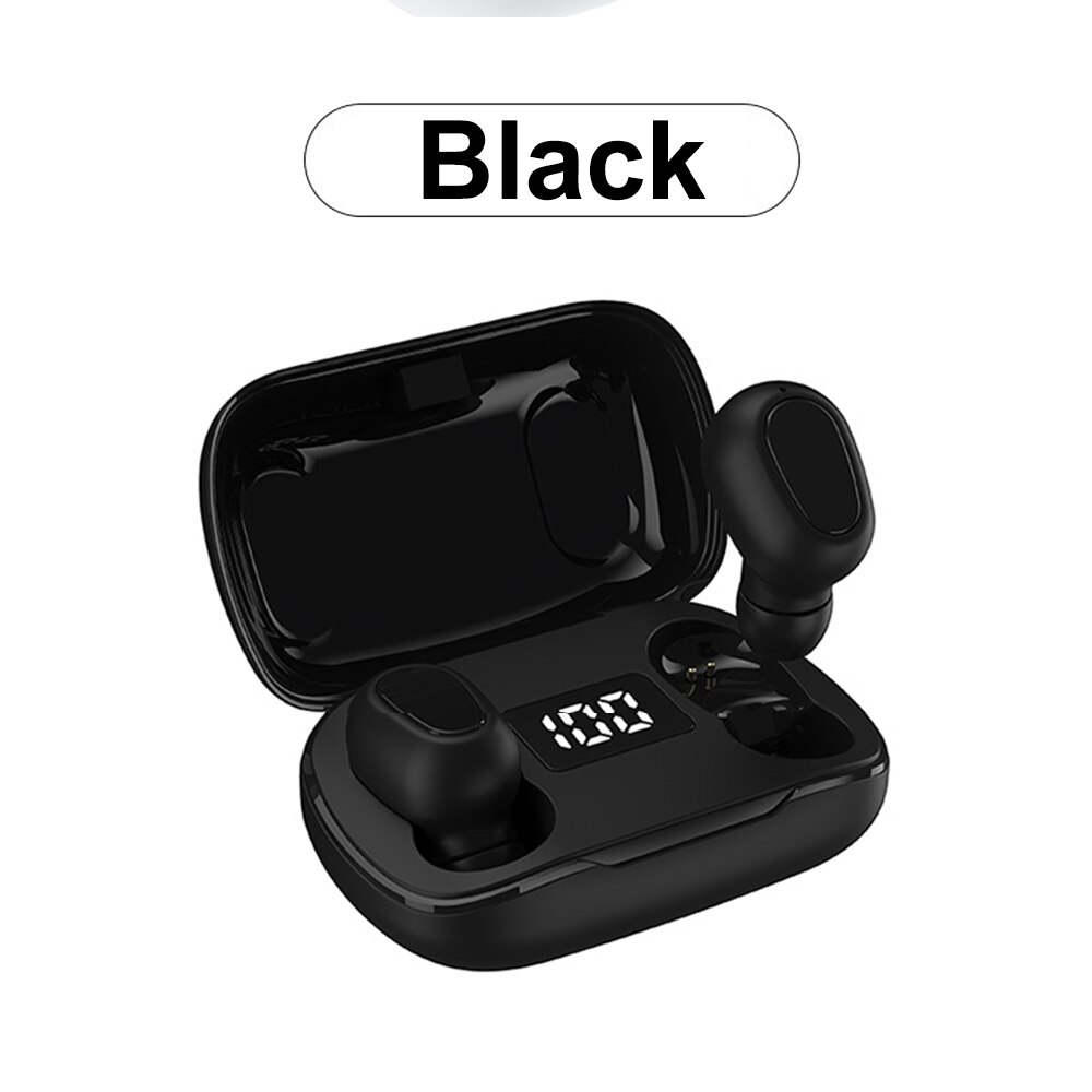 Tws bluetooth-oordopjes, draadloos, sport, hardlopen, hifi, stereo, bluetooth 5.0- koptelefoon, touch control, draadloze oordopjes voor iphone: Zwart