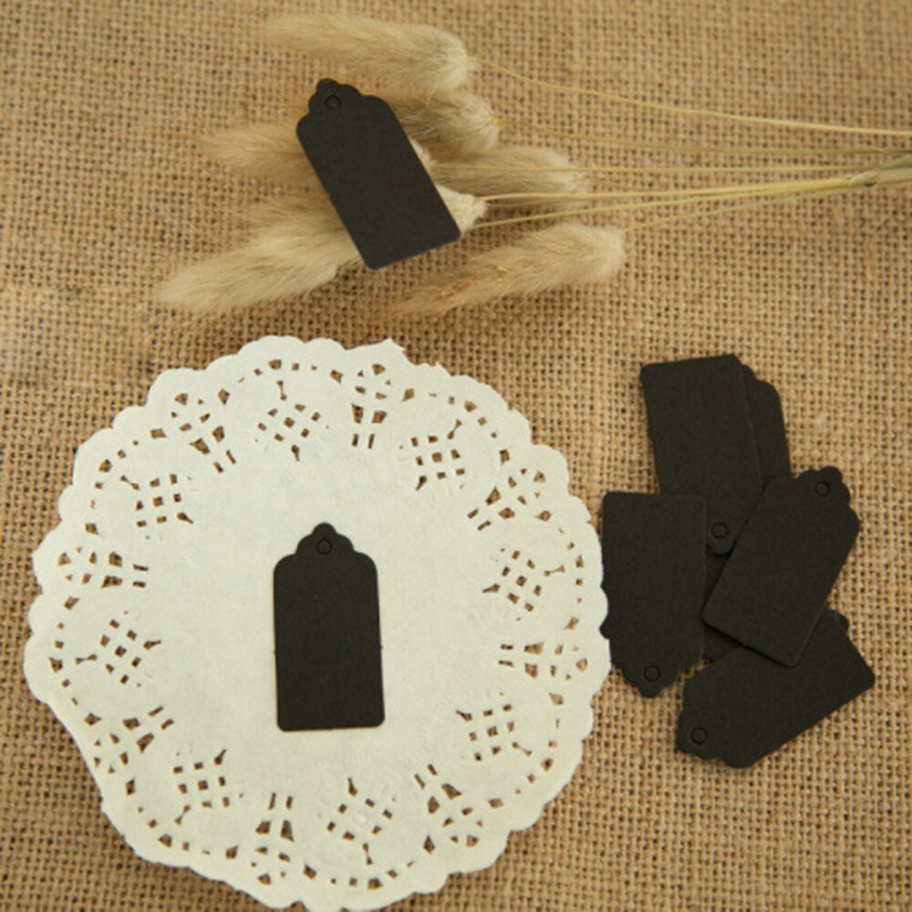 100Pcs Kraft Papier Label Hoofd Label Aandacht Diy Blanco Prijskaartje Verjaardag Wedding Party Papieren Kaart Levert: Black