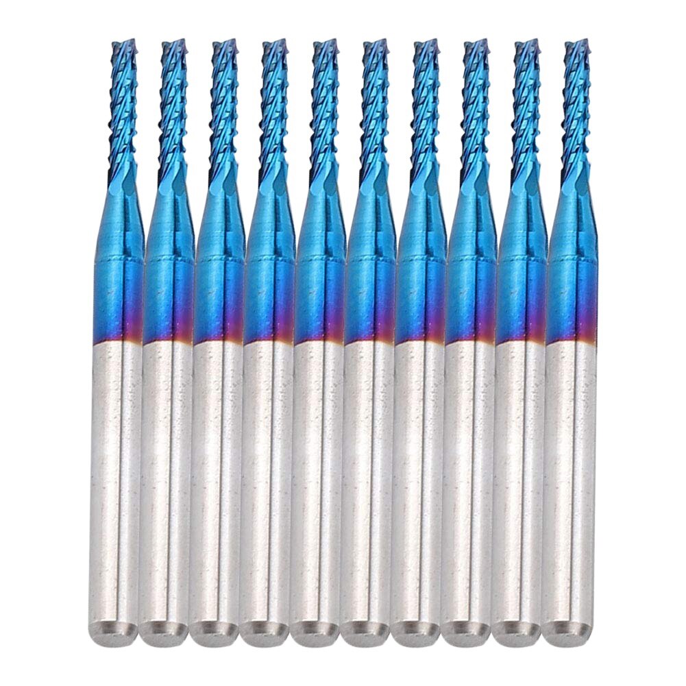 10Pcs Carbide Router Snijden Bit Blauw Corn End Mill Graveren Bit Voor Cnc Pcb Machines: 1.7mm