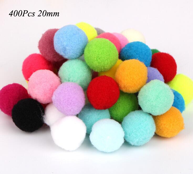 100-500Pcs/lot Mixed Soft Round Shaped Pompom Balls Fluffy Pom Pom For Kids DIY Garment Handcraft 15mm/20mm/25mm GYH: 400Pcs 20mm