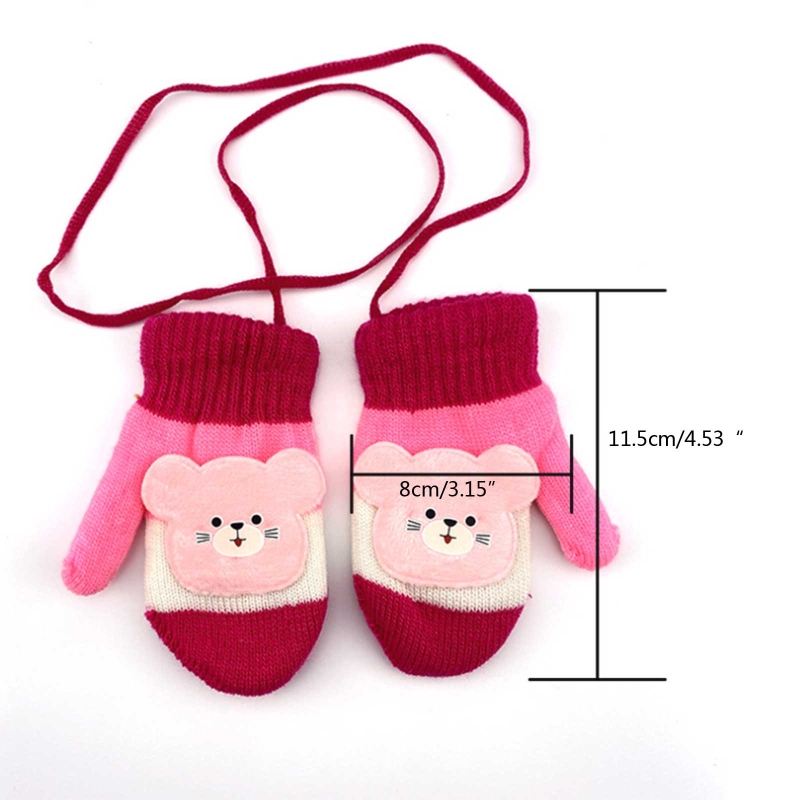 Leuke Cartoon Kat Handschoenen Winter Dikke Gebreide Baby Kids Pasgeboren Wanten Kinderen Houden Vinger Warme Handschoenen Voor Baby 0-4 Jaar Oud