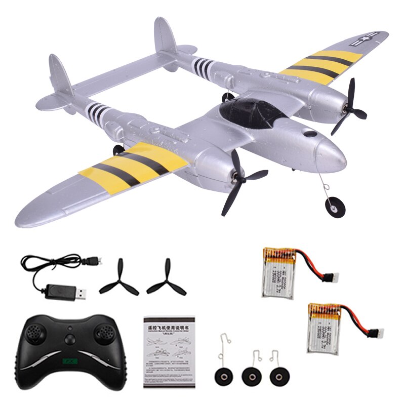 Beginner 2.4G 2CH Electric RC Glider Plane 120 Meters Remote Control Airplanes Toy AOSST: 2 Batteries Plane