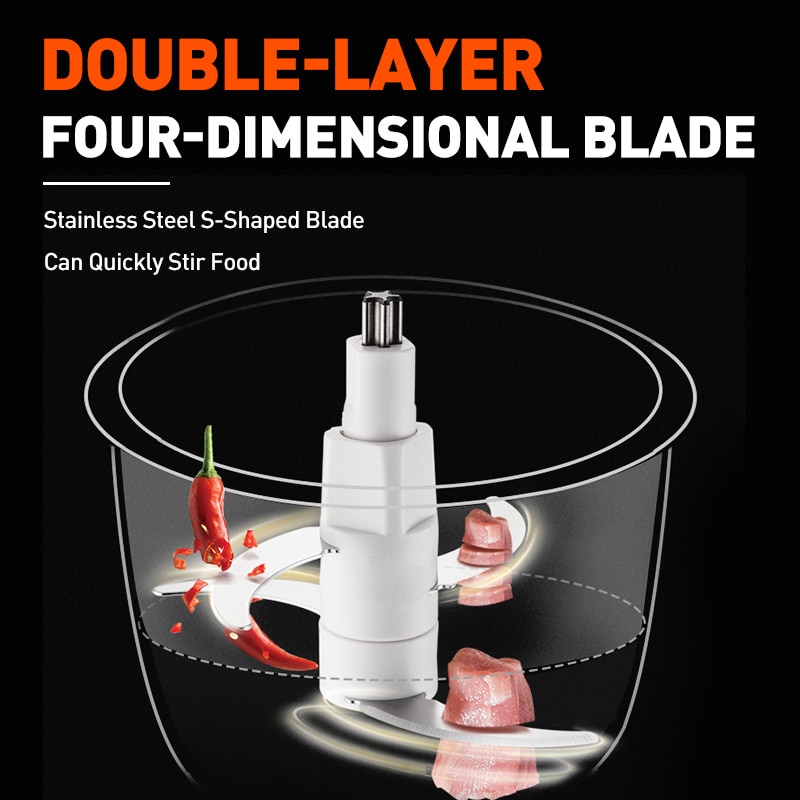 4 Blades 3 Speed Electric Hand Blender 4 in 1 Kitchen 600W Food Mixer Egg Beater Vegetable Meat Grinder 220V Stainless Steel