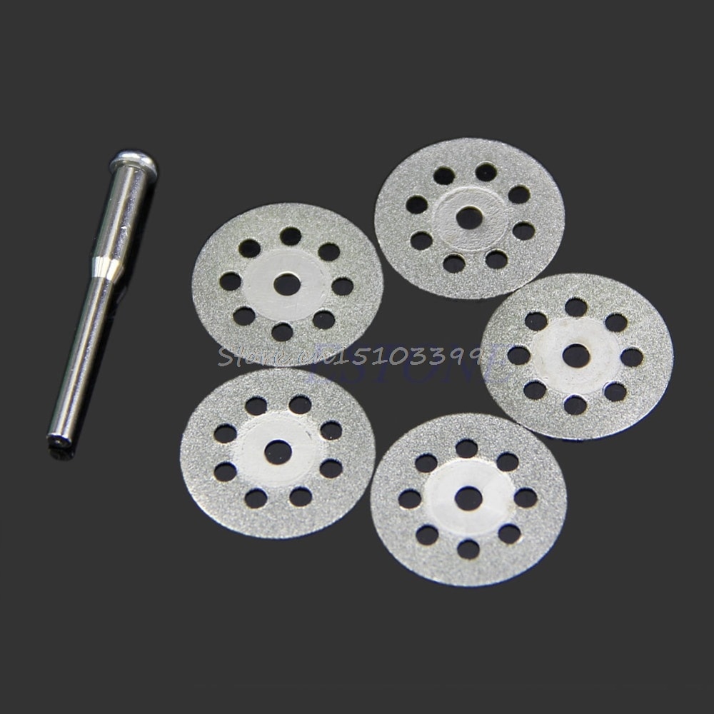 5 stuks 22mm mini scherpe roterende diamant slijpschijven dremel gereedschap met een staaf