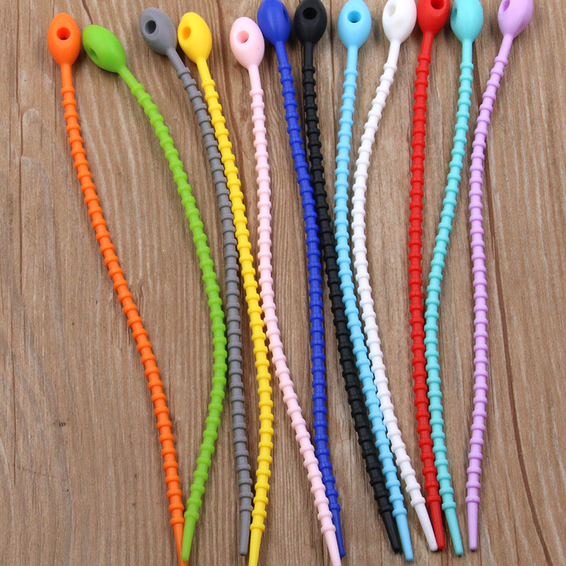 10 Teile/los 13 Farbe Silikon Wiederverwendbare Tasche Krawatten Twist Draht Befestigen Kabel Postleitzahl Krawatte Headset Daten Linie Universal- Magie