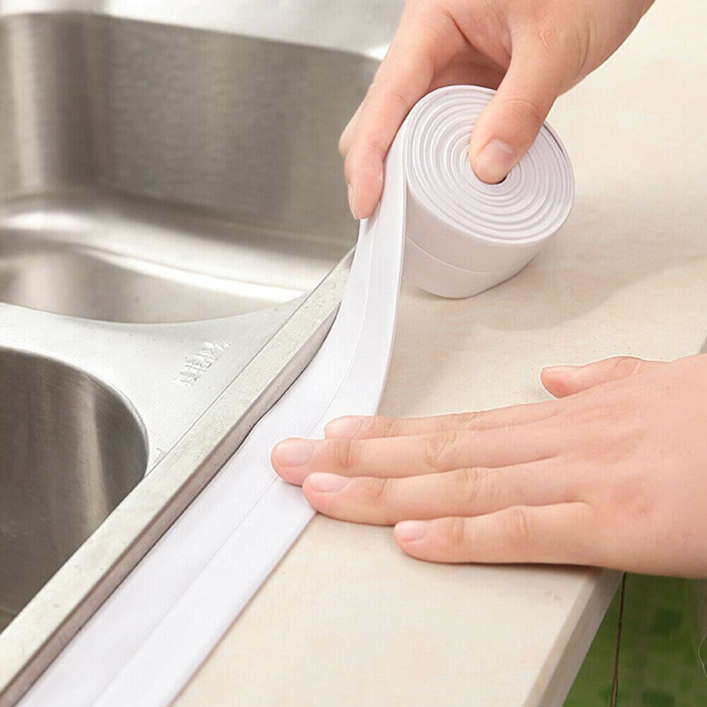 1Roll Bath Wall Sealing Strip Waterproof Self-Adhesive Kitchen Caulk Tape 2.2cm*320cm