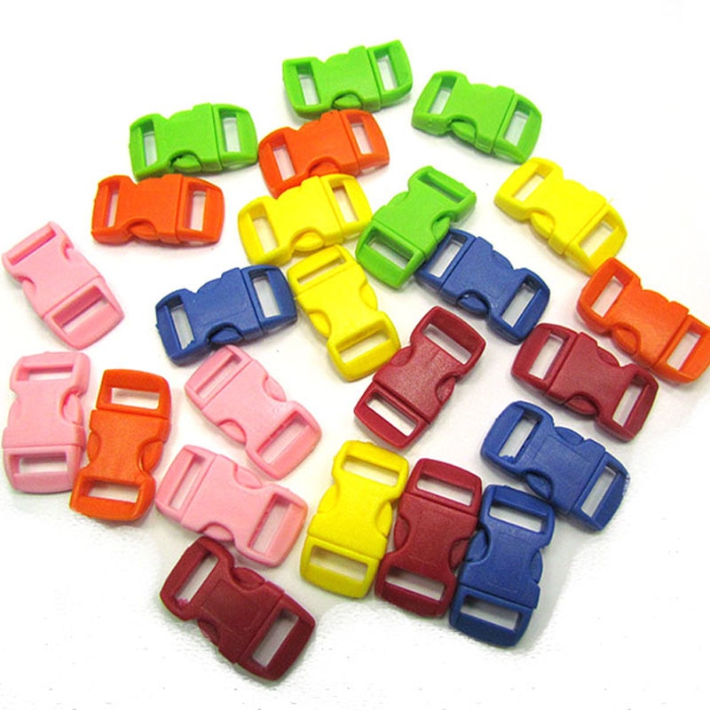 10 KLEUREN 50 stks/partij 10mm kleurrijke Plastic Paracord Gespen 29*15mm/pc Reizen Kit Accessoires Paracord Gespen