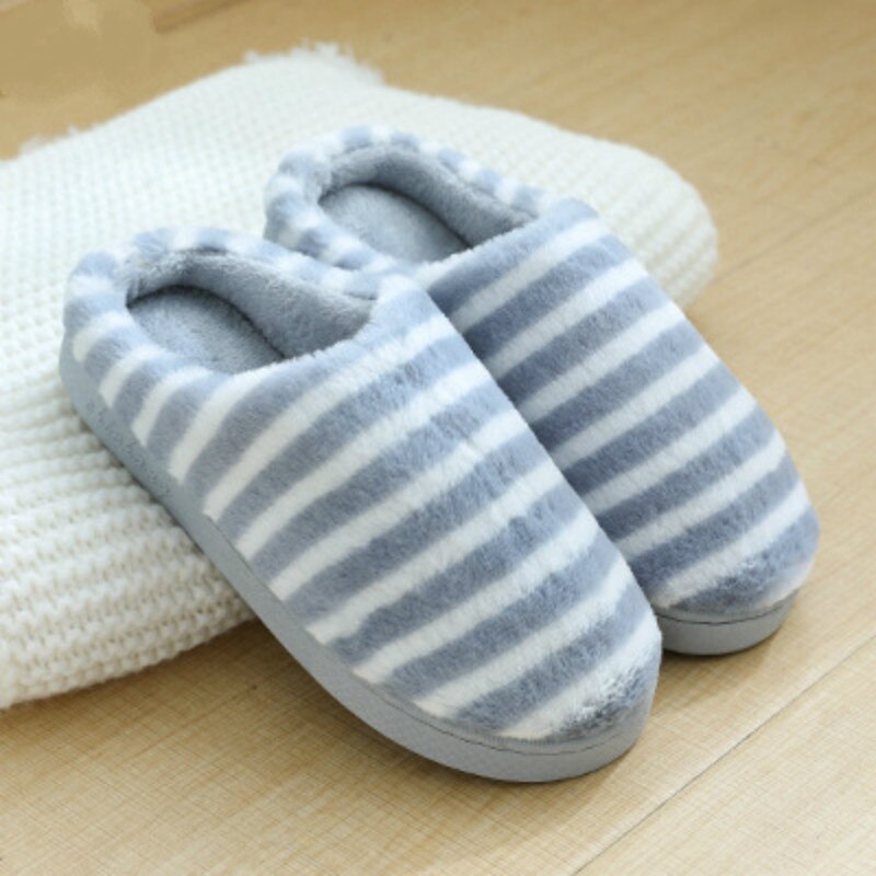 Fujin høst vinter kvinner bomull tøfler hjemme innendørs kanin ull sovesko sklisikker varm ull sovende bomull tøfler: Blå / 36-37(23-23.5cm)