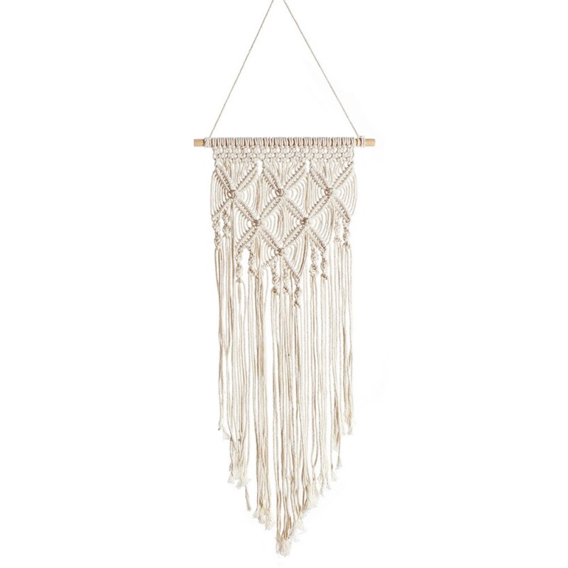 Bohemian Style Decorative Cotton Woven Macrame Wall Hanging Tapestry For Bedroom Living Room Nursery Home Decor: H