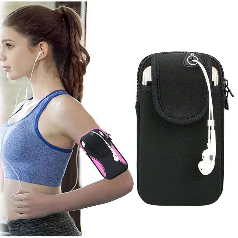 Universal Running Sport Armband Case For Women Hand Sports Armbands Case For Phone On The Hand Arm Bag Pouch: Black