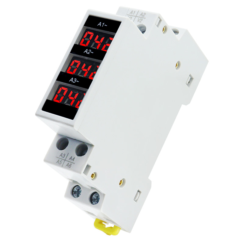 Medidor de amperios trifásico de montaje en carril Din Ac 80-500V 100A Mini indicador de amperímetro Modular Detector de pantalla Digital LED