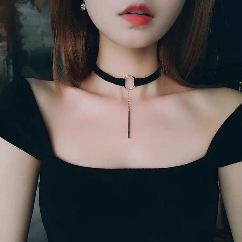Gargantilla gótica de terciopelo negro, collares de cuerda de estilo gótico, decoración para el cuello para mujer, joyería Chocker en accesorios para el cuello de niña: Rosa