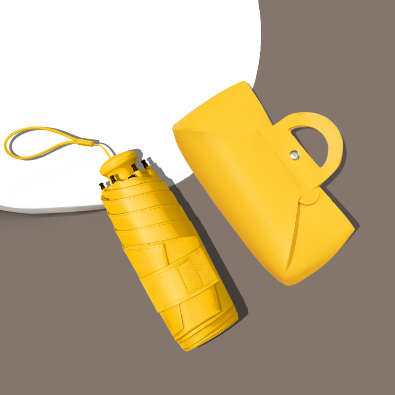 Guarda-chuva dobrável pequeno e compacto para meninas, proteção contra chuva e sol, fácil de transportar, equipamento de chuva para estudantes, itens domésticos, presentes de férias: YELLOW