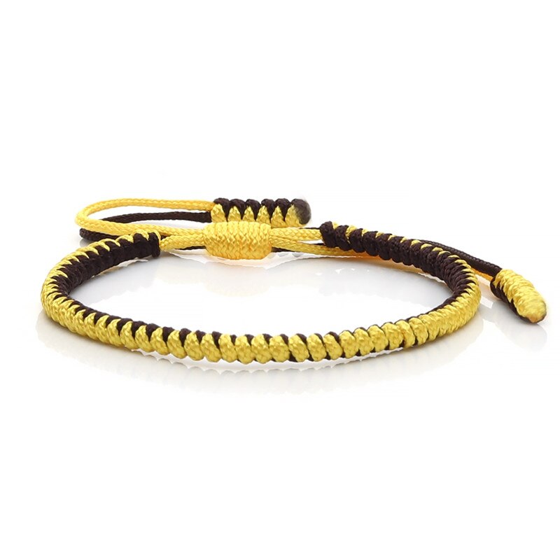 Original Multi couleur Bracelet tibétain bouddhiste chanceux à la main noeuds corde réglable Bracelets porte-bonheur & Bracelet pour femmes hommes bijoux: yellow-brown