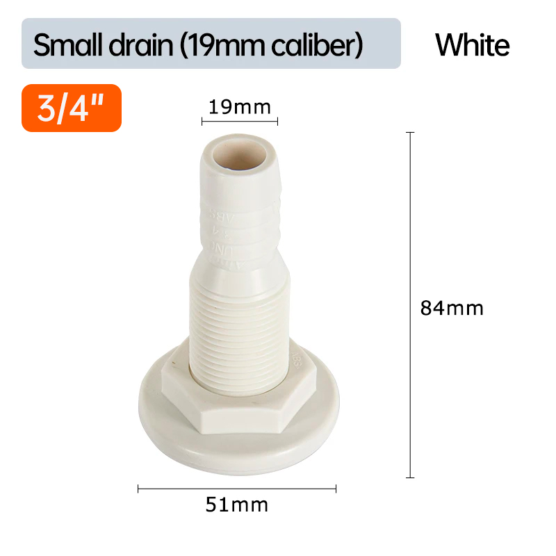 Marine Drainage Outlet Yacht Bilge Drainage Outlet Marine Sewage Outlet Hull Right Angle Black/White Outlet: black