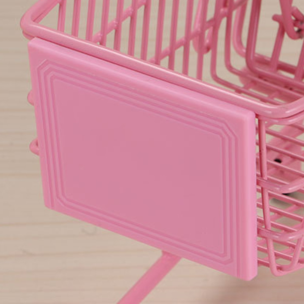 1PC Mini Shopping Cart Iron Small Desktop Photo Props Storage Basket Sundries Holder Trolly for Shop Home