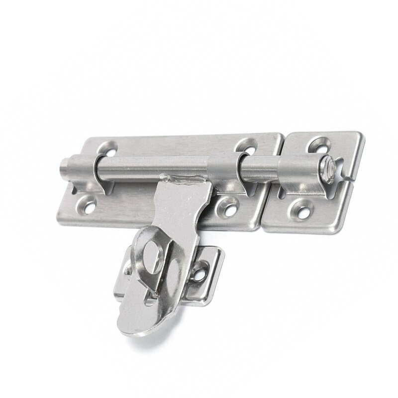 4 Inch Hardware Door Lock Barrel Bolt Stainless Steel Latch Padlock Clasp Set Brushed Stainless Steel