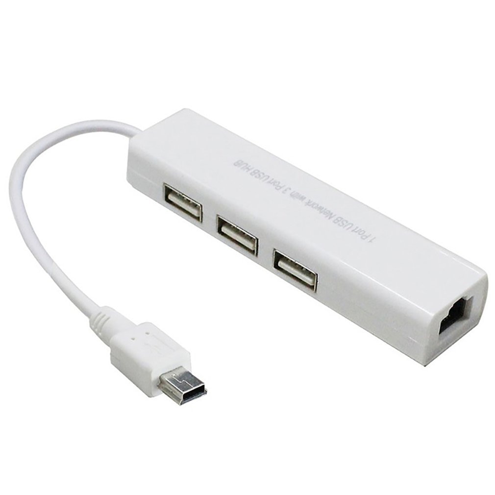 High Speed Mini USB 5 Pin to Network LAN Ethernet RJ45 Adapter Converter with 3 Port USB 2.0 HUB Adapter USB Hub