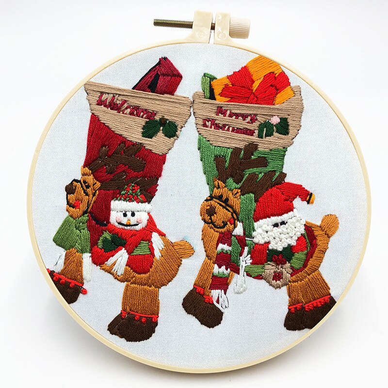 1 conjunto de ferramentas para bordado artesanal criativo de natal para iniciantes faça você mesmo kit de fios para ponto cruz