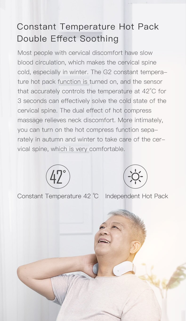 Xiaomi massager, jeeback  g2 -hals massager elektrisk cervikal kompres l-formet slid 360 ° flydende massage arbejde med mijia app