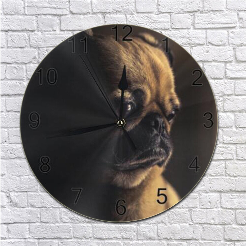 Pet Dog Pattern 25CM Wall Clocks Decorative Numeral Digital Dial Mute Silent Digital Clocks Battery Operated for Bedroom