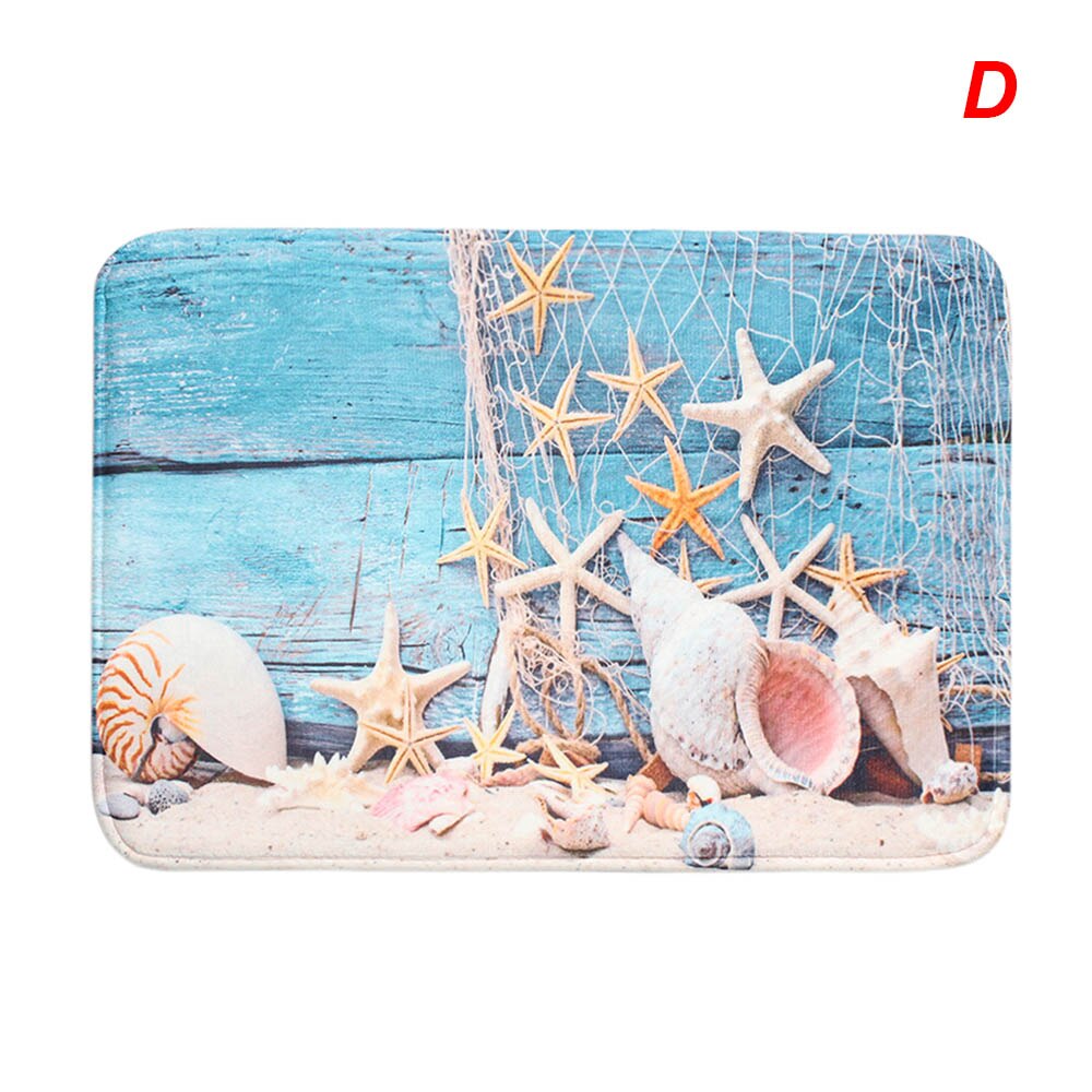 Alfombra de baño de impresión de estilo marino Felpudo de playa estrella de mar estera de suelo alfombra de dormitorio antideslizante alfombra de Tatami suave decoración de casa: D