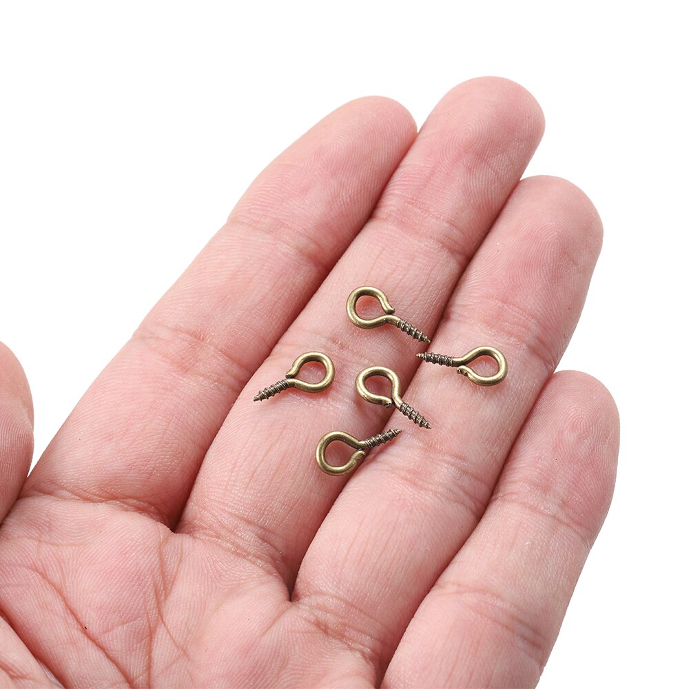 Mini alfileres con ojetes de Metal, 100 Uds., ganchos para los ojos, ojales, cierres de tornillo, accesorios de joyería para DIY