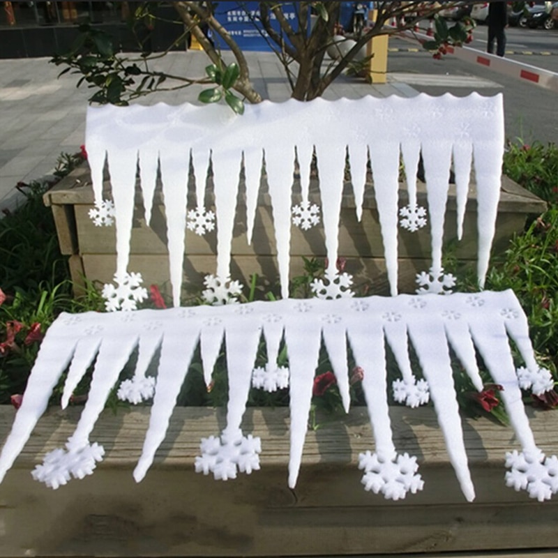 2 Stuks White Ice Strip Met Sneeuwvlok Kerst Xmas Decoratie Ornament Festival Party Kerst Decoratie Benodigdheden
