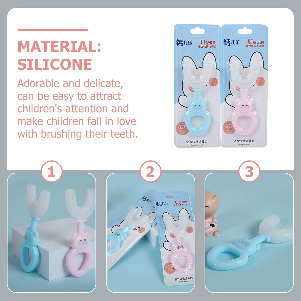 2Pcs Kids Tandenborstels Handmatige Tandenborstels Siliconen Tandenborstels Voor Kinderen