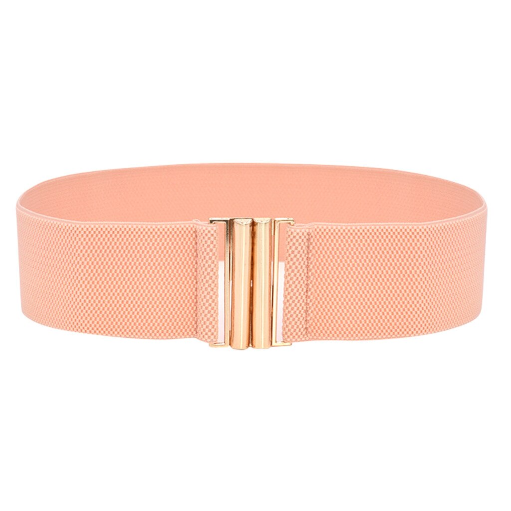 Wide Elastic Belt Lady Wide Belts Women Wide Elastic Belt Buckle Waist Dress Stretch Adornment For Women Waistband #Y7: Pink 