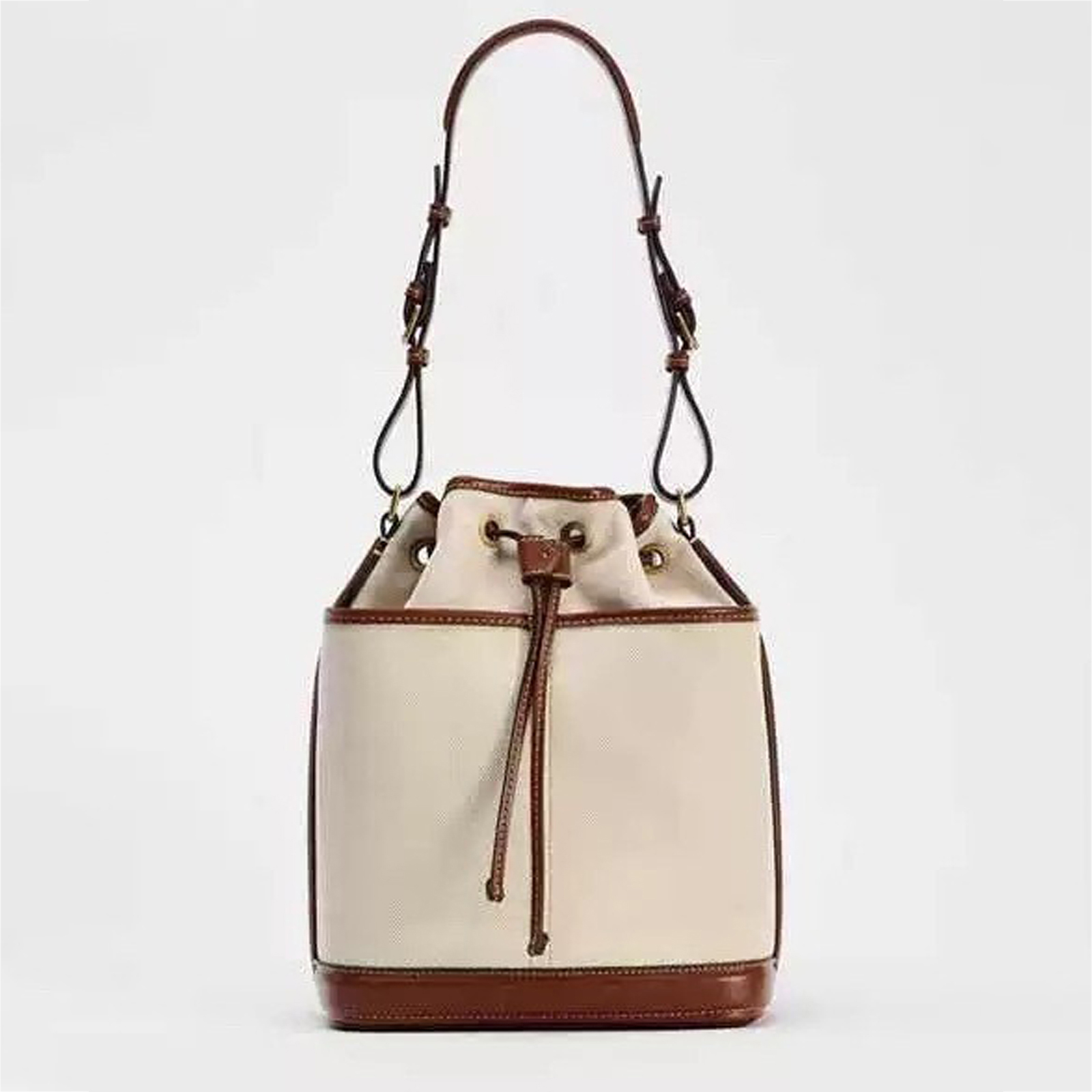 Autumn/Winter denim hand bill shoulder bag canvas bucket bag: Ivory