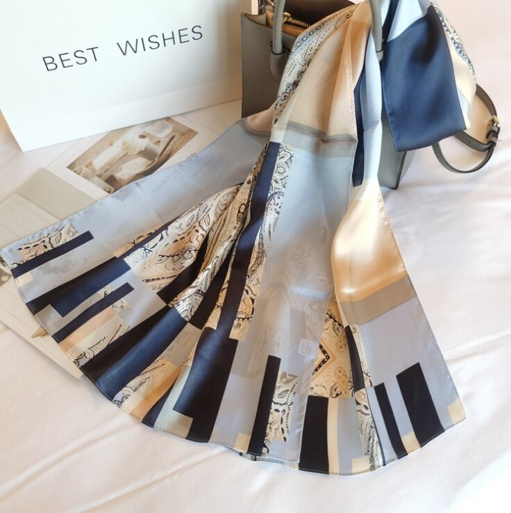 Dames Lente Zijden Sjaals Lange Sjaals Moerbei Zijde Mode Sjaal Schaduw Sjaal Extended Zijde: WHITE