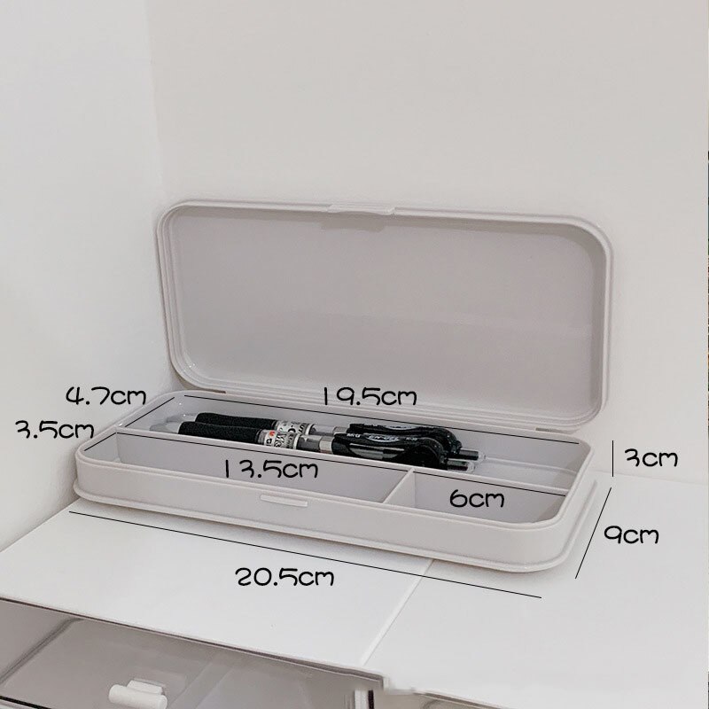 Simple Style School Pencil Case PP Frosted Waterproof Dirt Resistant Large Capacity Partitioned Pencil Box Student Stationery: gray