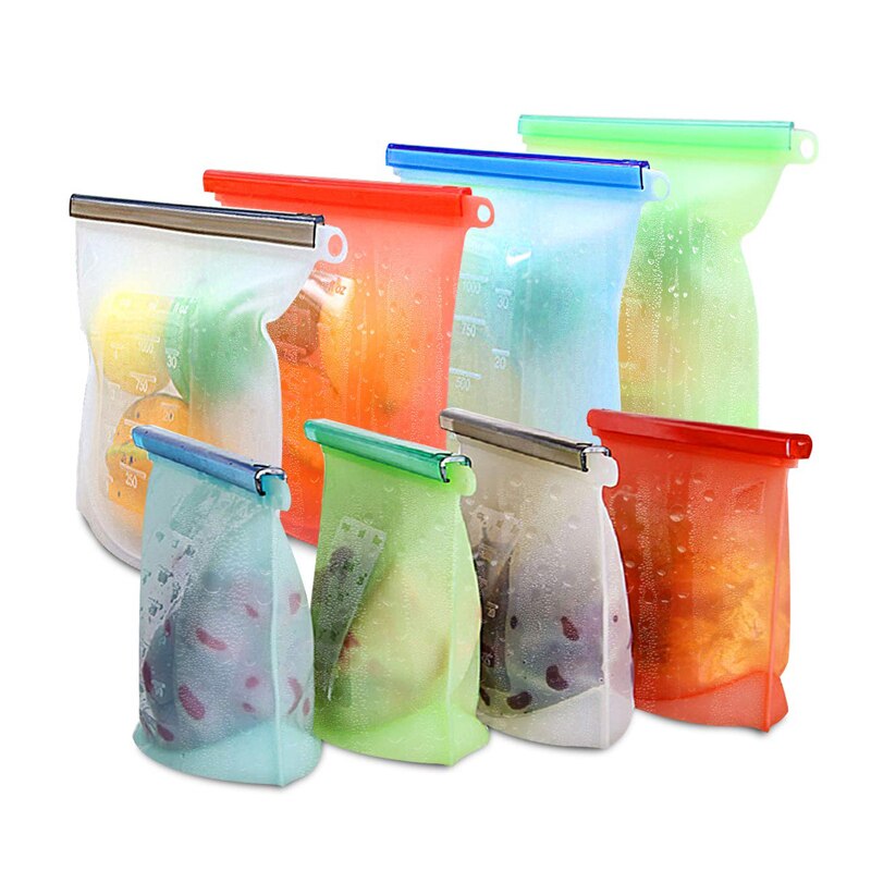 1pc silikone madopbevaringspose genanvendelig madopbevaringspose container lækagesikker køkkenopbevaringspose til fryser køkkenudstyr
