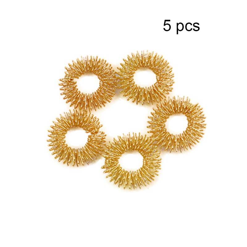 Anelli di massaggio per digitopressione medicina cinese terapia del dolore circolazione delle dita anello di massaggio Mini Fidget giocattoli regali per bambini e adulti: 5 PCS Gold