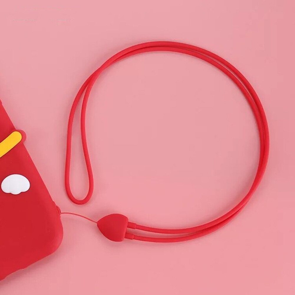 Lanière de corde de téléphone portable de Silicone pour l'iphone Xiaomi téléphone sangles de poignet porte-clés caméra sangle carte d'identité gymnastique USB corde suspendue: Red