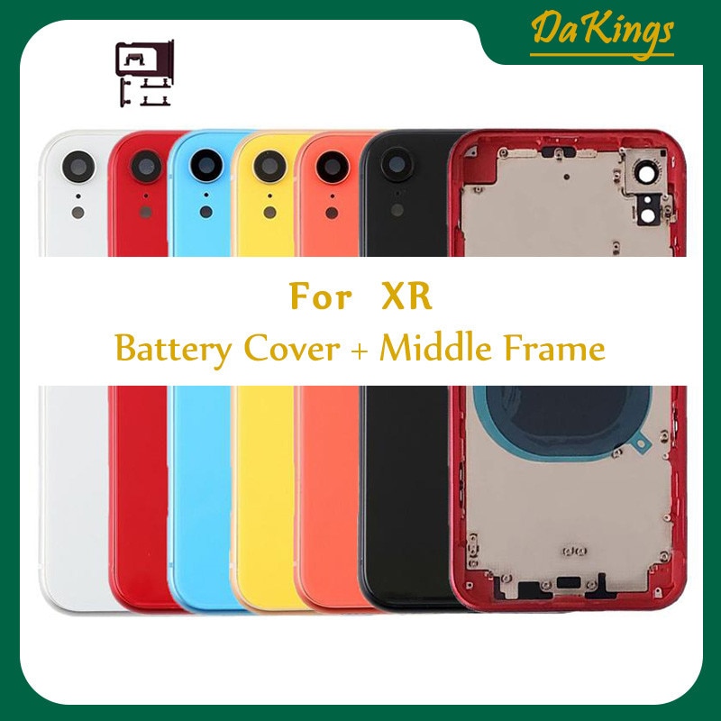 XR For iPhone XR Back housing Battery Door Housing Metal Middle Frame with Glass Chassis Parts Assembly rear housing replacement