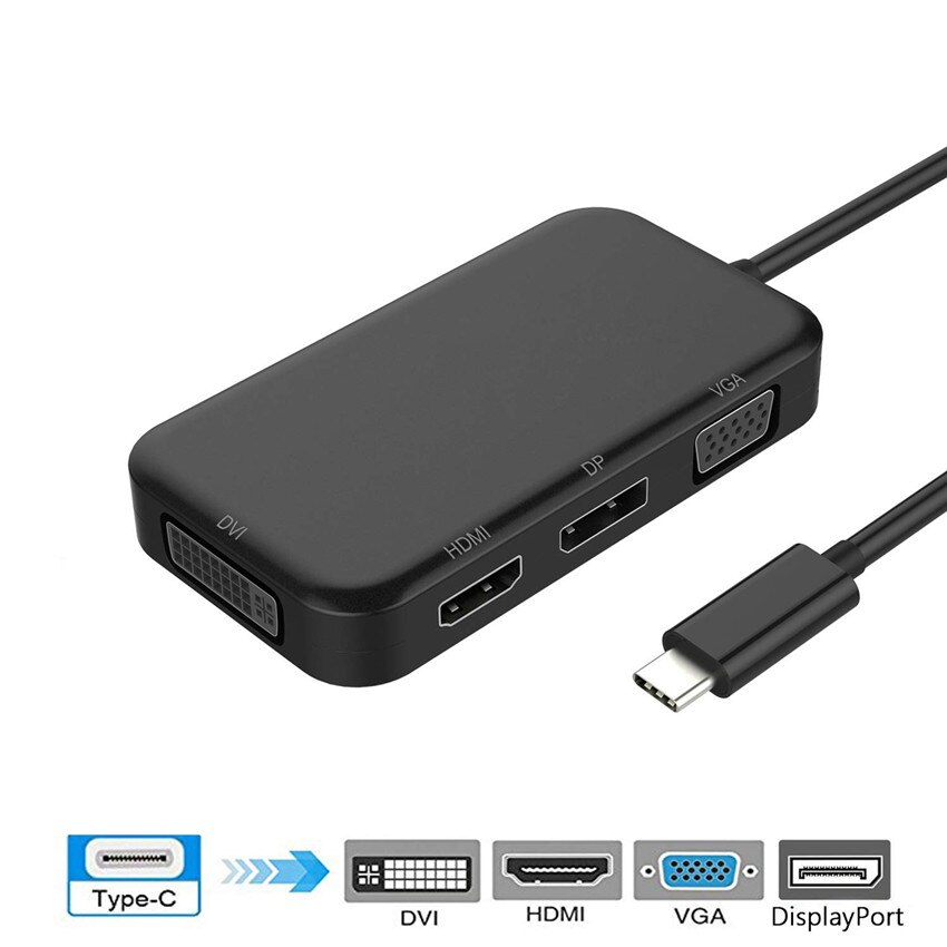 Tipo C HUB de USB tipo C a HDMI 4K VGA DP DVI convertidor USB C a DisplayPort 4K 60HZ VGA DVI adaptador para Macbook Dell Thunderbolt Dock: Default Title