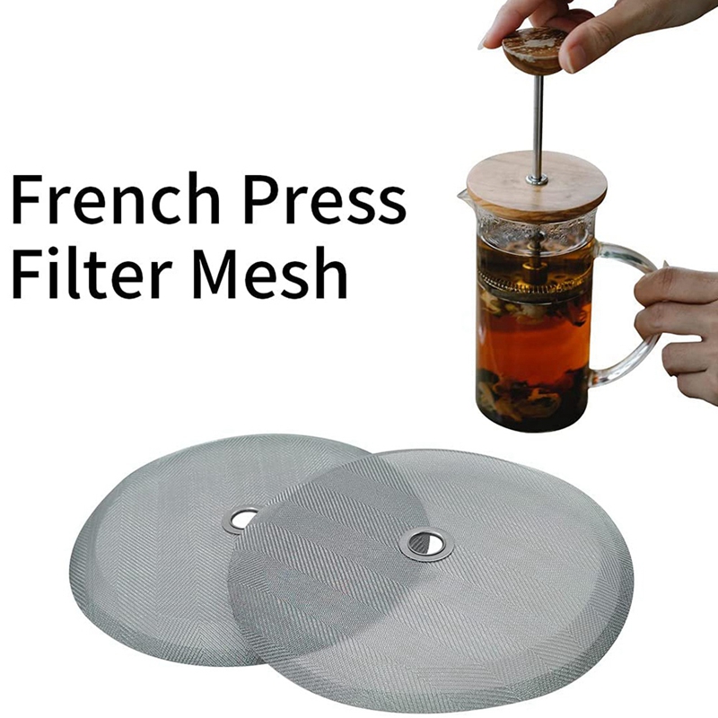 Pantalla de filtro de repuesto de prensa francesa, filtro de malla de acero inoxidable reutilizable para cafetera de prensa francesa Bodum