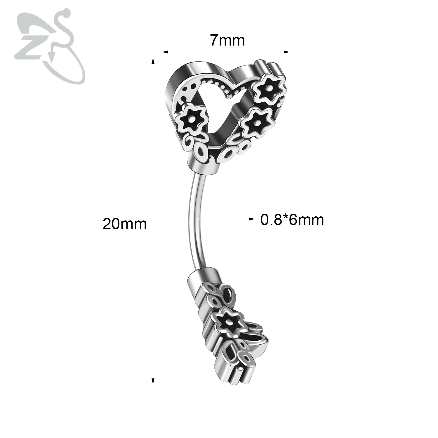 ZS 1 Piece 16G/20G Stainelss Steel Eyebrow Piercing Men Punk Rock Curved Eyebrows Ring Cross Spike Lip Belly Piercings Jewelry: Antique Copper Plated