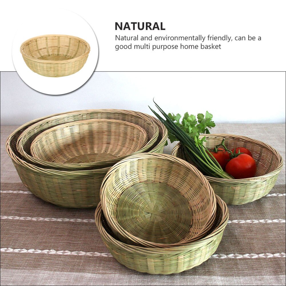 1PC panier de lavage de légumes ménage drainant pelle à poussière en bambou (couleur aléatoire)