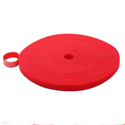 Bande velcro auto-adhésive, 5 mètres/rouleau, 10mm, attaches solides réutilisables, boucles de câble, ruban magique, accessoires de bricolage: red