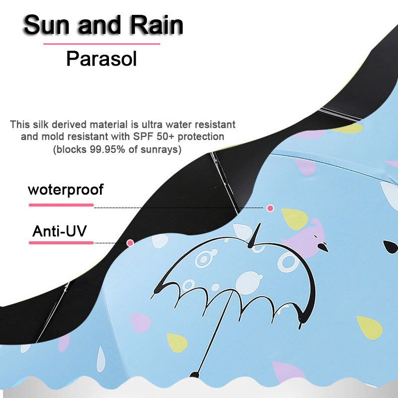Børn paraply børn tegneserie folde sød lys kinesisk bærbar klar pige parasol sol regn uv beskyttelse paraplyer til