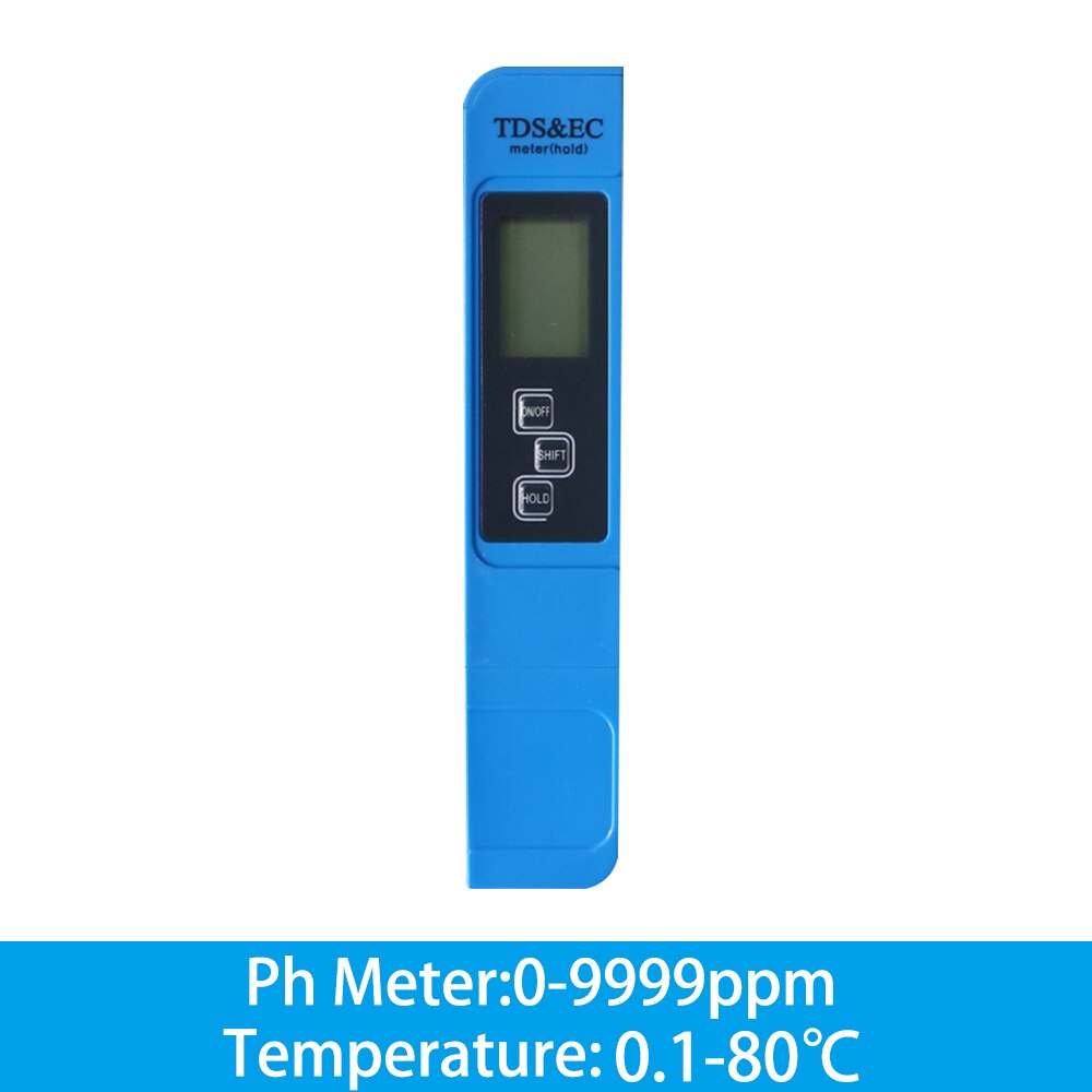 LCD Digital EC TDS PH Meter Tester Temperature Pen Water Tester Hydroponic for Aquarium Pool Swimming PH Measure Device: Blue(TDS with EC)